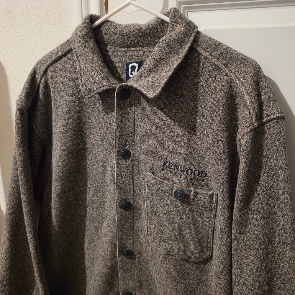 Vintage Quiksilver Mens Large Knit Shirt Jacket Brown Made in USA Kenwood 90s